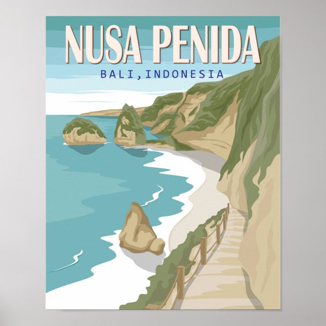 Poster Nusa Penida Beach Bali Indonésie Vintage (Devant)