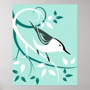 Poster Nuthatch Stylisé Bird Design
