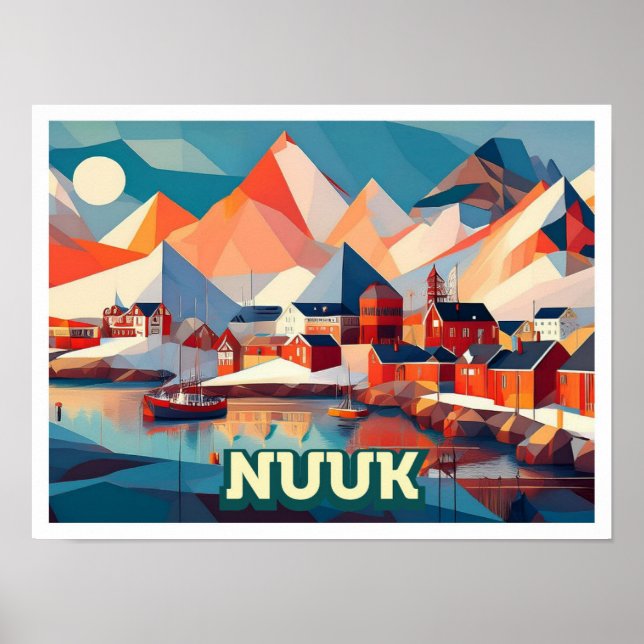 Poster Nuuk Groenland Voyage artistique coloré (Devant)