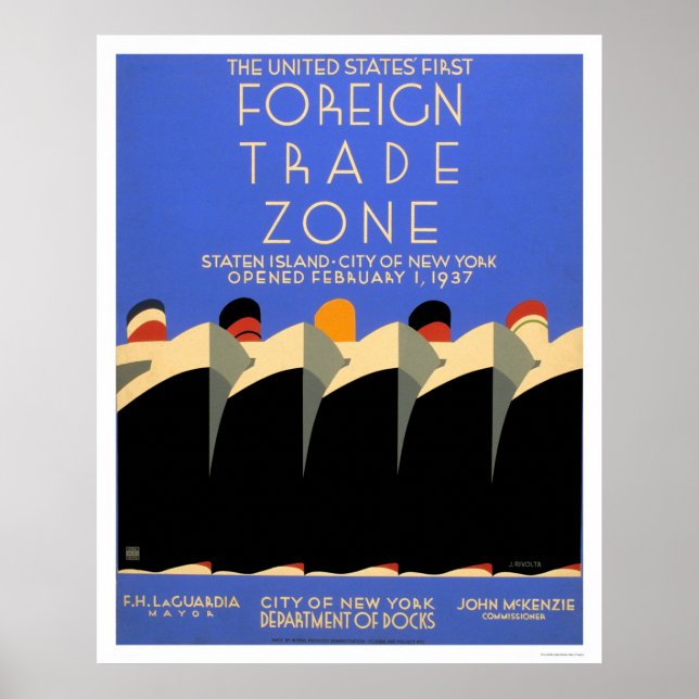 Poster NY Zone de commerce extérieur 1937 WPA (Devant)