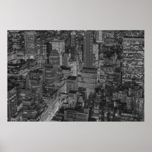 Poster NYC Black White New York City Skyline