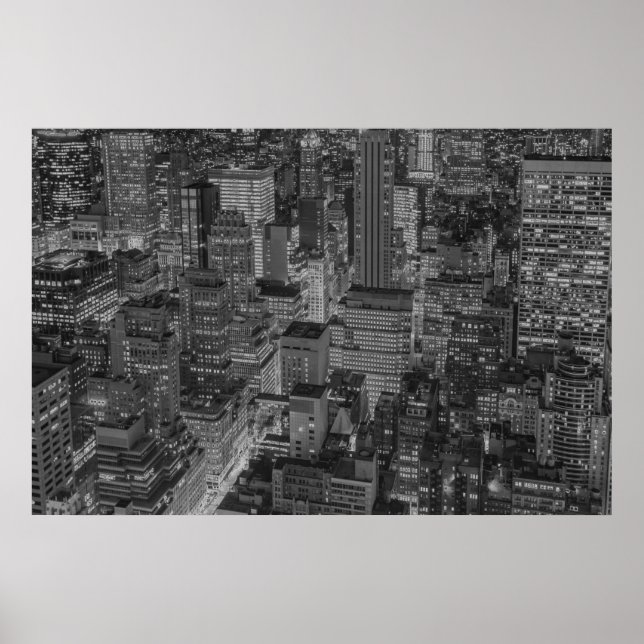 Poster NYC Black White New York City Skyline (Devant)