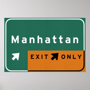 Poster NYC Manhattan Sortie Interstate Highway Freeway Ro