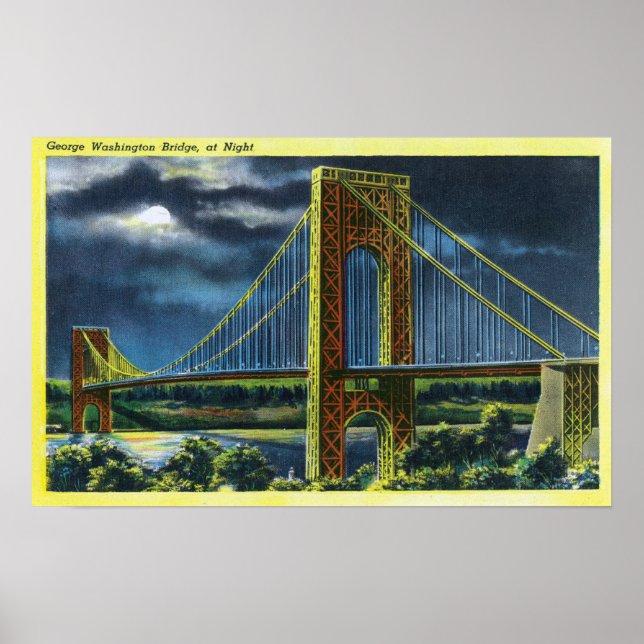 Poster NYC, New YorkGeorge Washington Bridge à la nuit 2 (Devant)