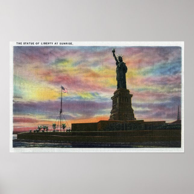 Poster NYC, New YorkSunrise Vue de la statue de la libert (Devant)