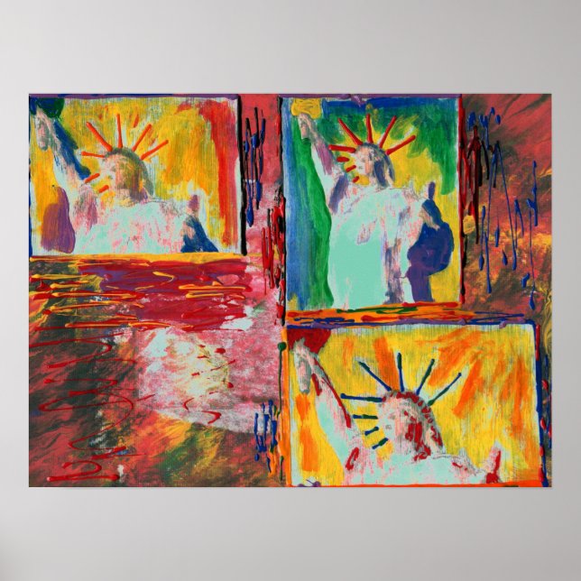 Poster NYC peinture originale Peinture 9-11 statue de la  (Devant)