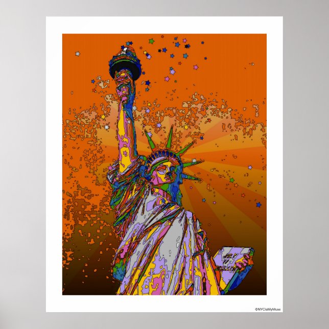 Poster NYC psychédélique : Statue de la Liberté 001 (Devant)