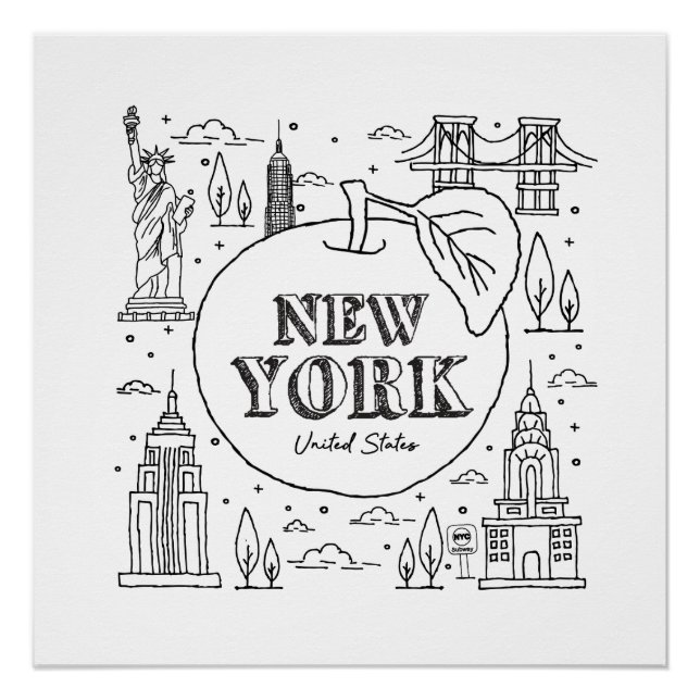Poster NYE New York Vacances Souvenirs NYC Cadeau (Devant)
