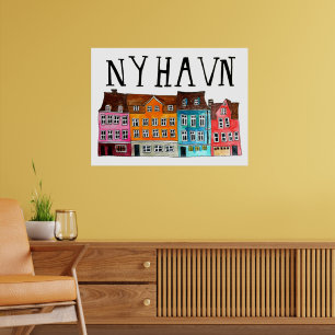 Poster NYHAVN Copenhagen Watercolor Art Travel