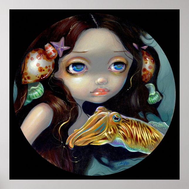 Poster Nymphe avec un imaginaire de sirène de seiche ART  (Devant)