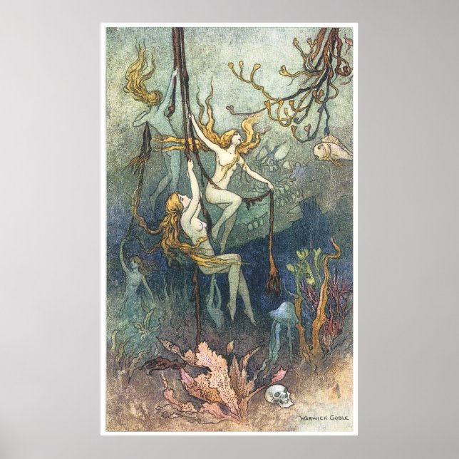 Poster Nymphes de mer Imprimer Par Warwick Goble (Devant)