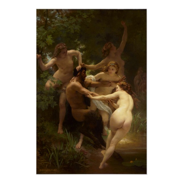 Poster Nymphes et Satyr par William-Adolphe Bouguereau (Devant)