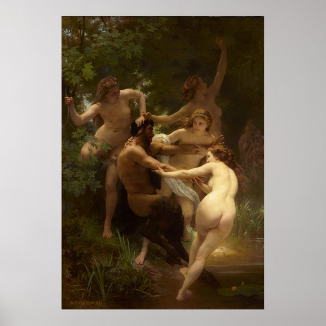 Poster Nymphes et Satyr par William-Adolphe Bouguereau (Devant)