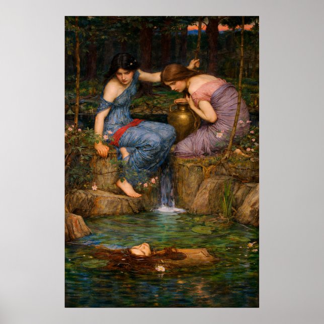 Poster Nymphs Finding the Head of Orpheus by Waterhouse (Devant)