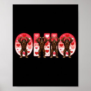 Poster O-h-i-o Drôle Bigfoot Ohio Dans La Saint-Valentin