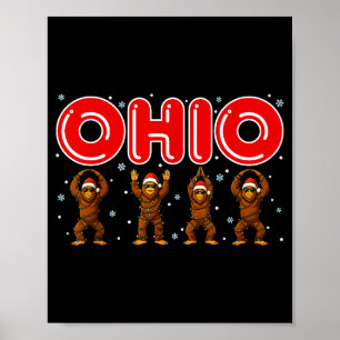 Poster O-h-i-o Drôle Bigfoot Ohio Vintage Noël Dans Chris