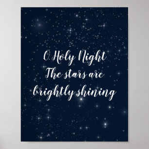 Poster O Holy Night Noël Paroles Élégantes Fêtes