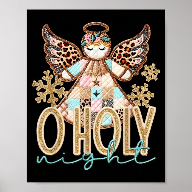 Poster O Holy Night Patchwork Angel Christian Jesus Chris (Devant)