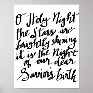 Poster O Nuit Sainte Noire Lettres Typographie Vacances