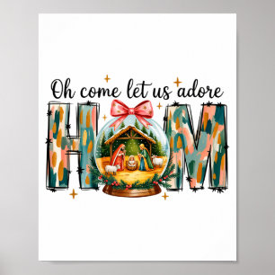 Poster Ô venez adorons-Le Scène de la Nativité de Noël 