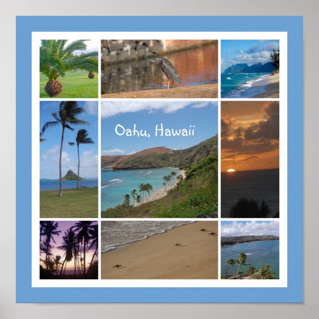 Poster Oahu, Hawaii (Devant)