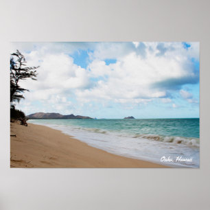 Poster Oahu Hawaii Ocean Waves & Beach