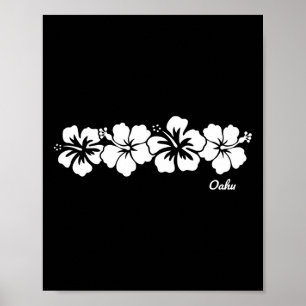 Poster Oahu Hawaii Souvenir Fleur d'Hibiscus Vacances Haw