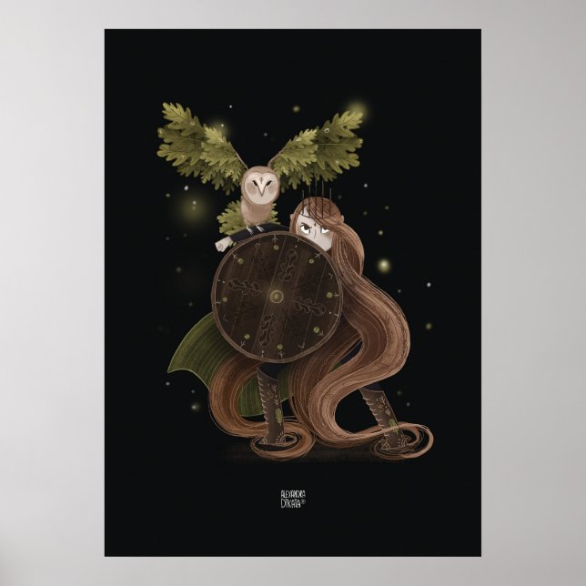 Poster OAK LEAF OWL par Alexandra Dikaia (Devant)