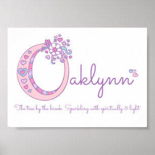 Poster Oaklynn girls nom signifiant lettre pastel O
