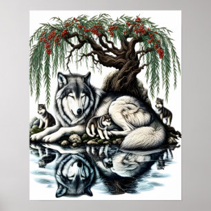 Poster Oasis de la famille des loups sereins dans la natu