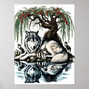 Poster Oasis de la famille des loups sereins dans la natu
