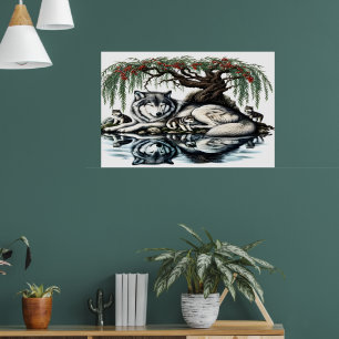 Poster Oasis de la famille des loups sereins dans la natu