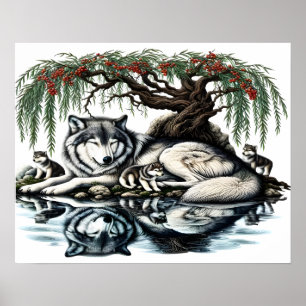 Poster Oasis de la famille des loups sereins dans la natu
