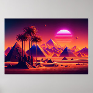 Poster Oasis électrochromatique : Une Pyramide Rétroonde 