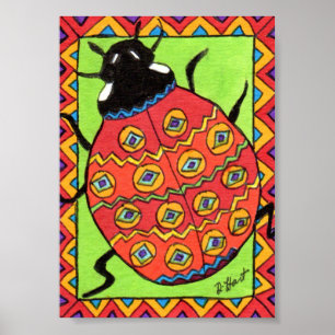 Poster Oaxacan Ladybug Mini art populaire mexicain