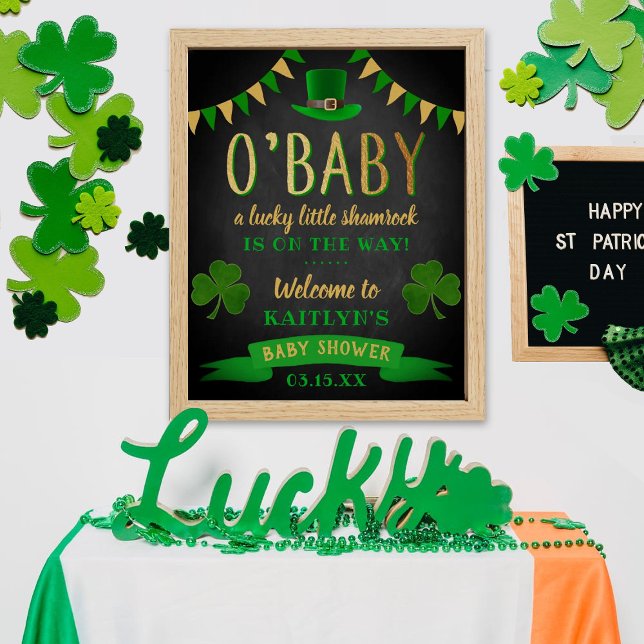 Poster O'Baby St. Patrick's Day Baby shower Bienvenue (Créateur téléchargé)