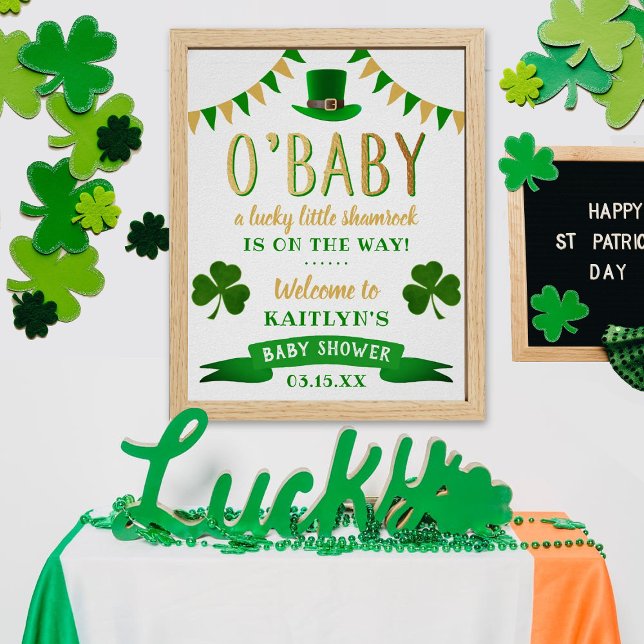 Poster O'Baby St. Patrick's Day Baby shower Bienvenue (Créateur téléchargé)