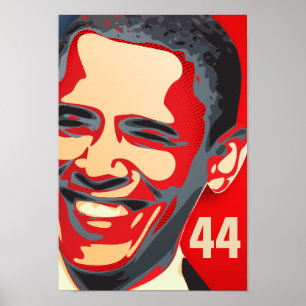 Poster Obama - 44ème président sur un géant rouge