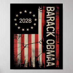 Poster Obama Président Vintage 2028 Obama Drapeau Rétro A
