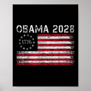 Poster Obama Retro Us Vintage Drapeau Patriotique 2028 Po