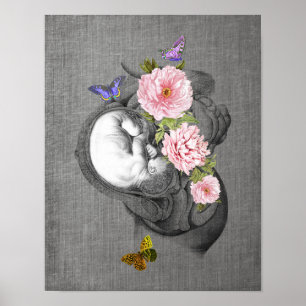 Poster OBGYN Anatomy Floral Art Womb Baby Decor Print 2