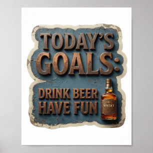 Poster Objectif du jour CAPTIVANT BOIRE DE LA BIÈRE S'AMU