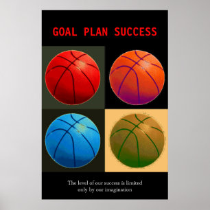 Poster Objectif Plan Succès Basket-ball Sport Pop Art