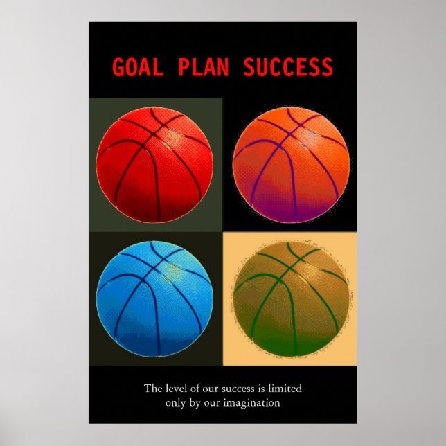 Poster Objectif Plan Succès Basket-ball Sport Pop Art (Devant)