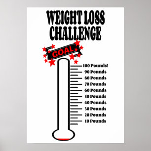 Poster Objectif Thermomètre 100 livres Perte de poids Obj