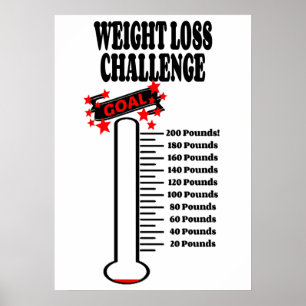 Poster Objectif Thermomètre 200 livres Perte de poids Obj