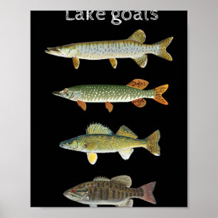 Poster Objectifs de lac Pêche Musky Brochet Doré Petite B