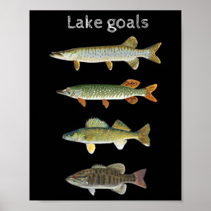Poster Objectifs de pêche au lac Musky Pike Walleye Petit