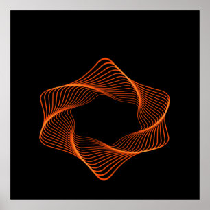Poster Objet Tore à cadre filaire orange