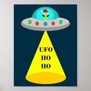 Poster Objet volant non identifié de Noël Ho Ho extraterr